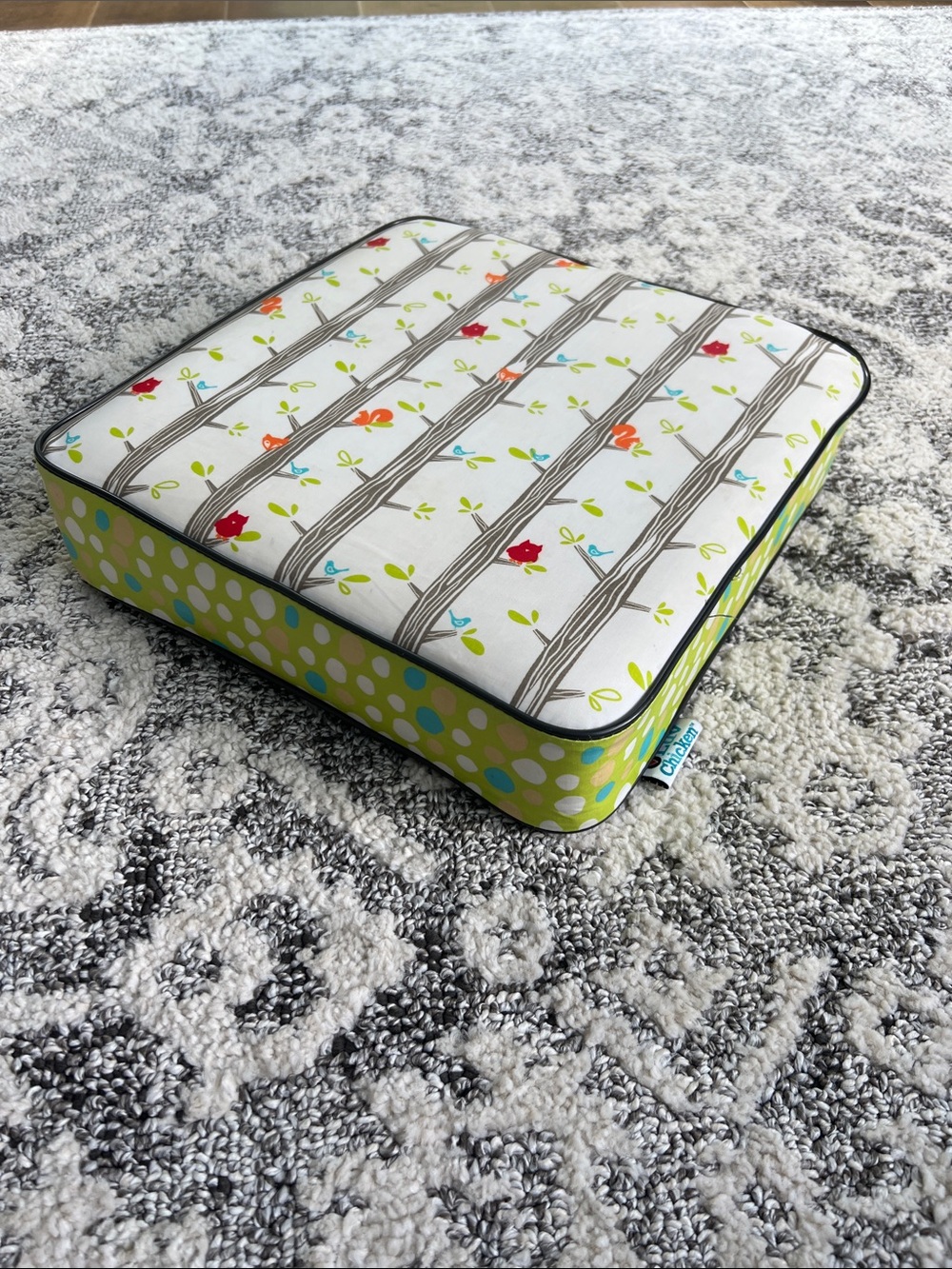 Luv Chicken Green Polka Dot & Bird Print booster Cushion - Home Bedding